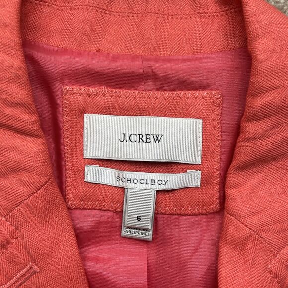 J Crew Schoolboy Blazer Womens 6 Coral Pink Orange Preppy Career Teacher Light - Picture 2 of 9